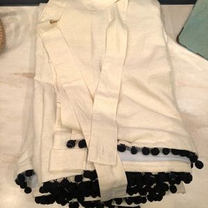 Pottery Barn Ivory Pom Pom Blackout Curtains